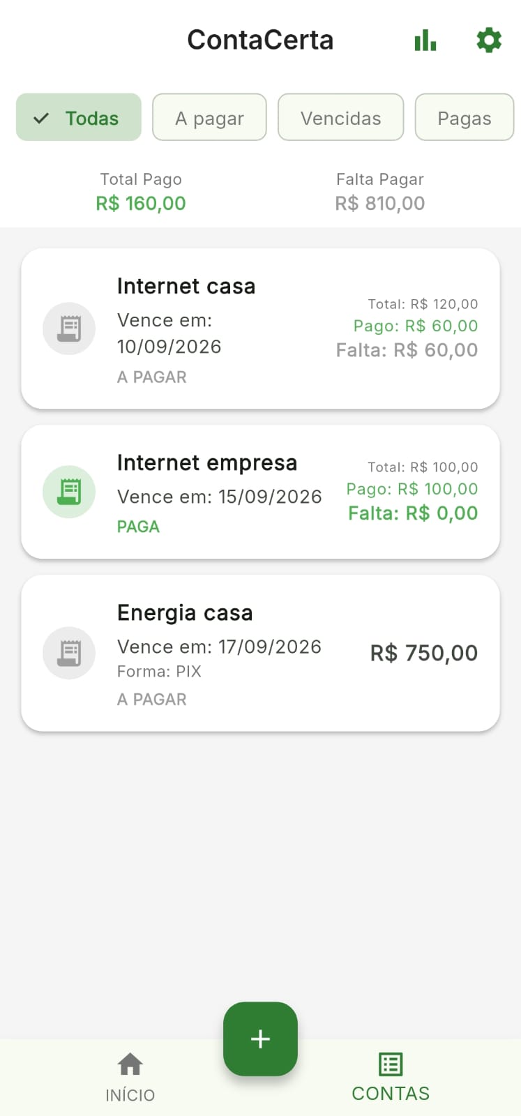 Tela do Conta Certa