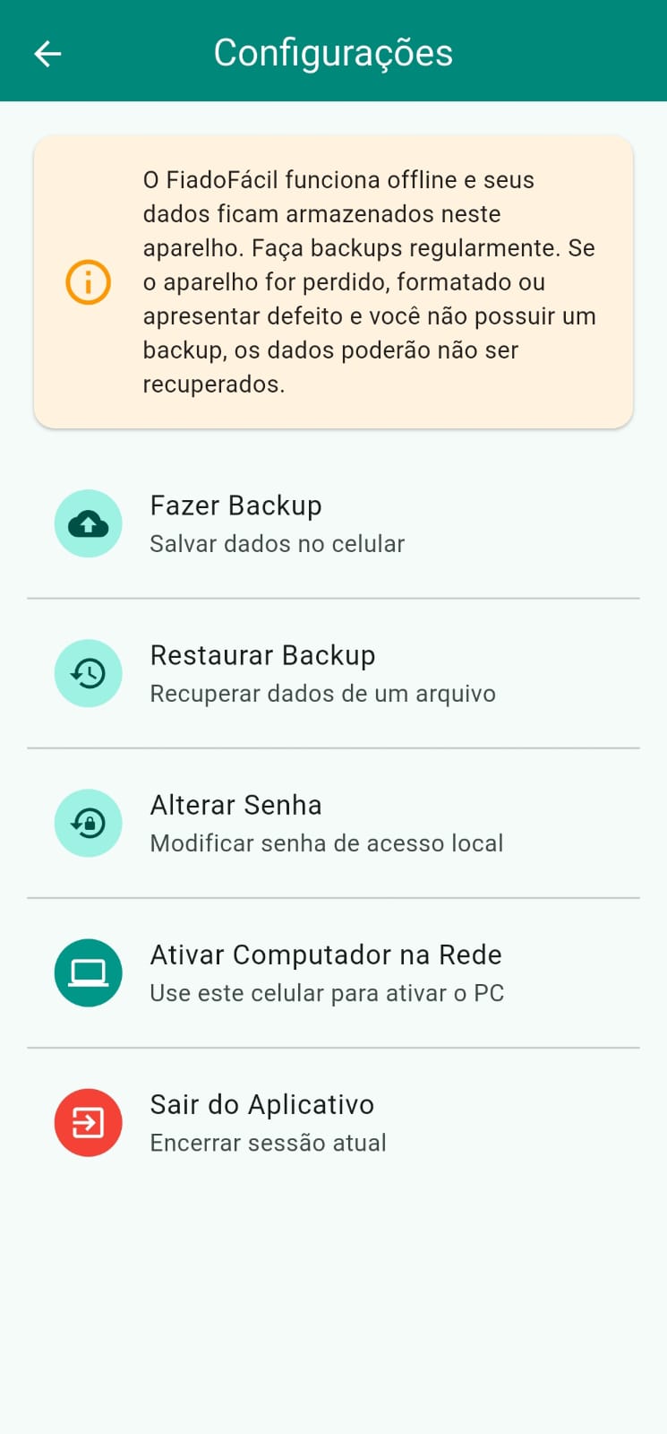 Tela do Fiado Fácil