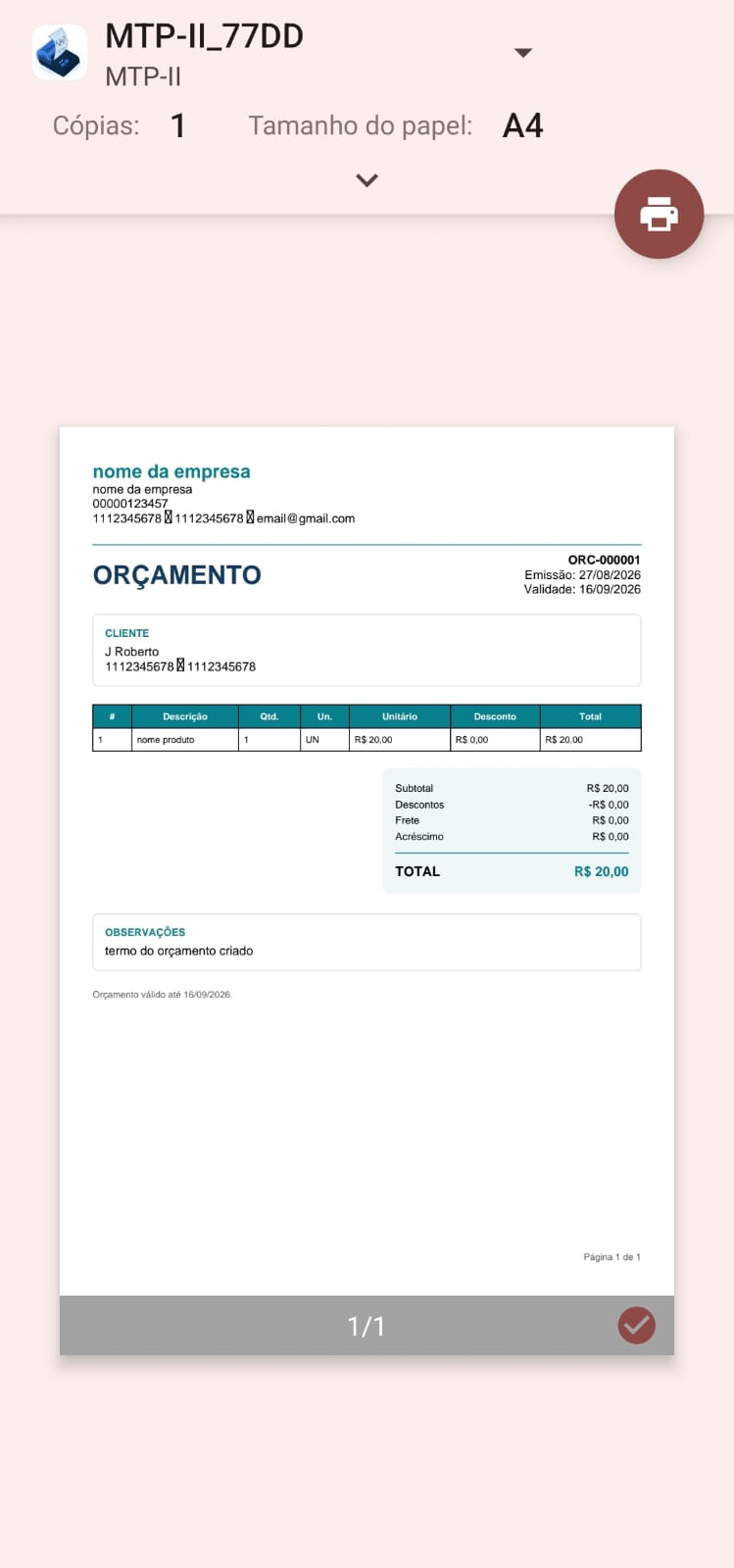 Tela do OrçaJá