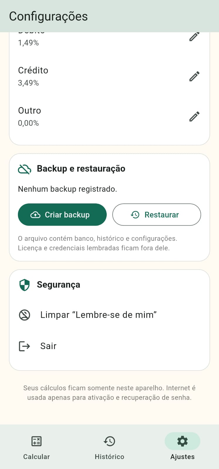 Tela do Preço Ideal